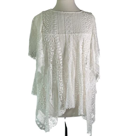 REBECCA MINKOFF Women's White Lace Hanky Top Sz XS- EUC - Picture 1 of 7